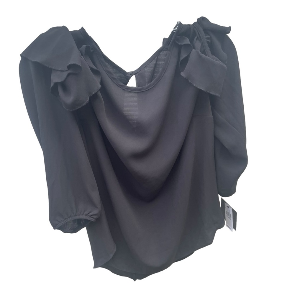 IZ Byer Black Sheer 3/4 length sleeves Shirt